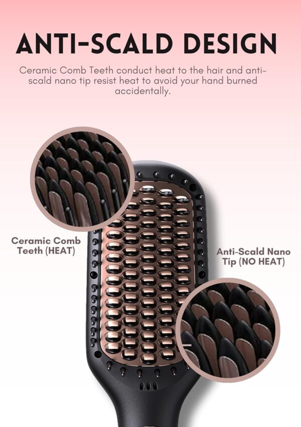MEGAWISE Pro Ceramic Ionic Hair Straightener Brush for Home Salon - Image 2