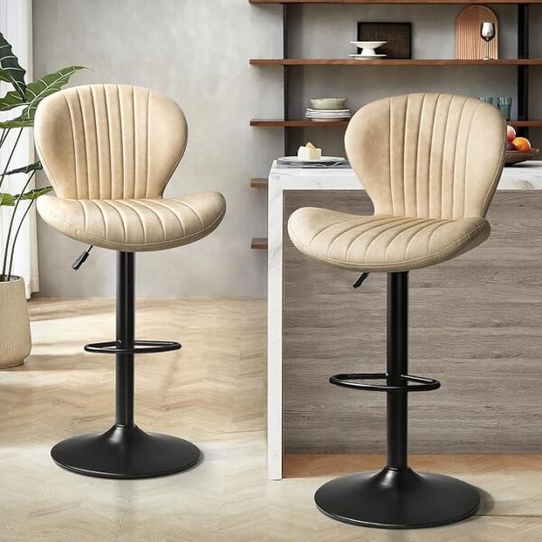 Adjustable Swivel Counter Height Bar Stools with Back & Footrest for Kitchen Dining Room